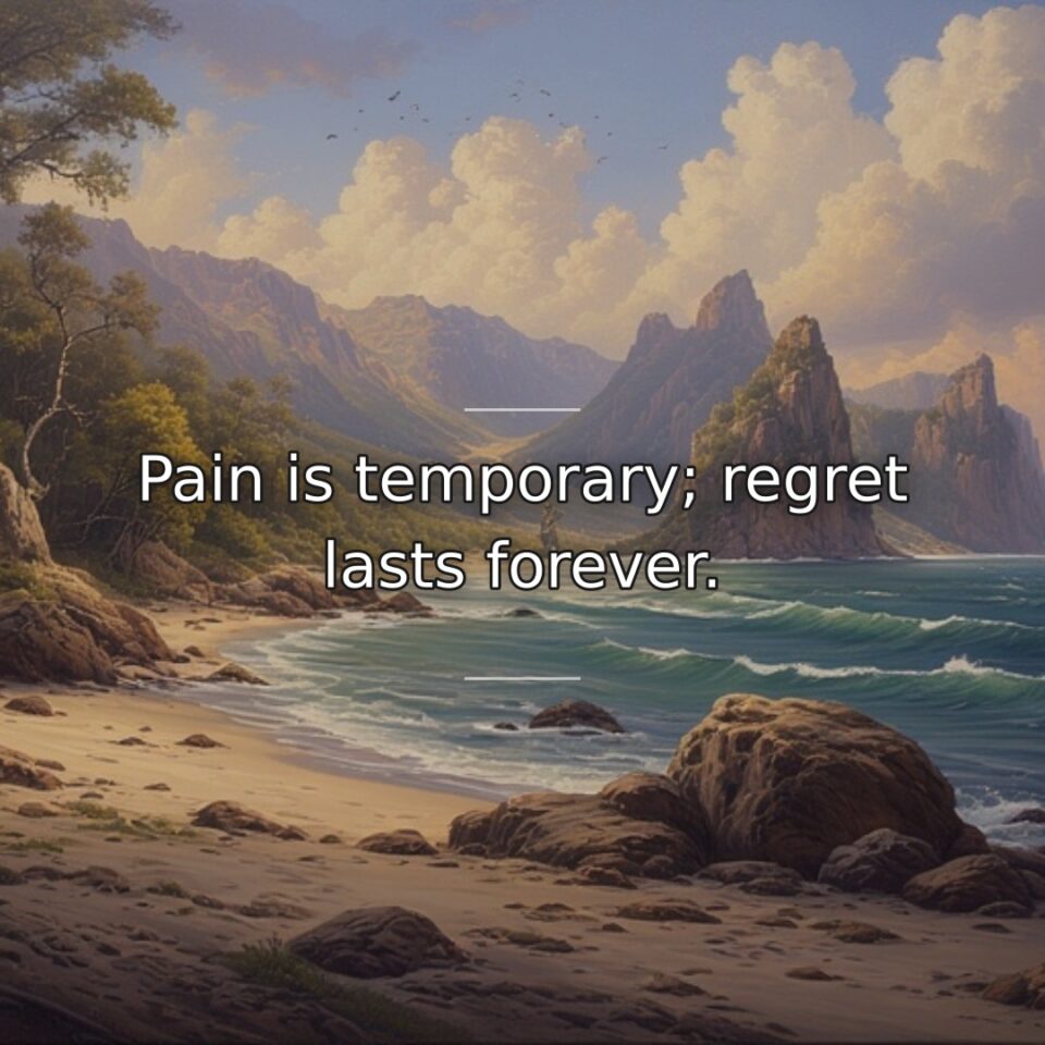 Pain is temporary; regret lasts forever.