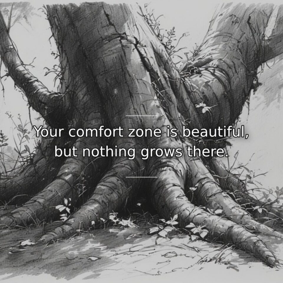 Familiar, easy circumstances feel safe but don't challenge us to expand. This… quote