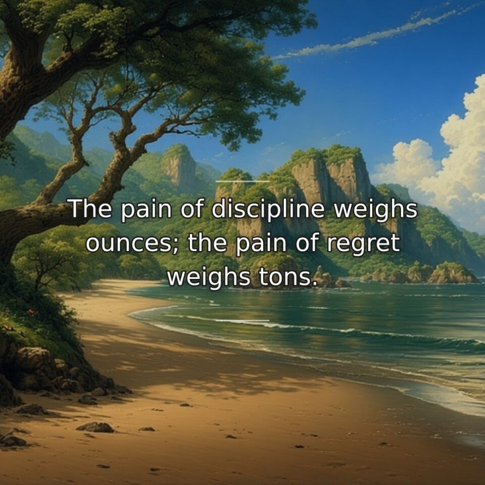 This quote contrasts two types of discomfort: the temporary inconvenience of self-discipline… quote