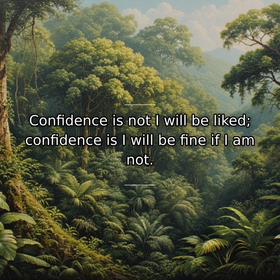 Confidence is not I will be liked; confidence is I will be fine if I am not.