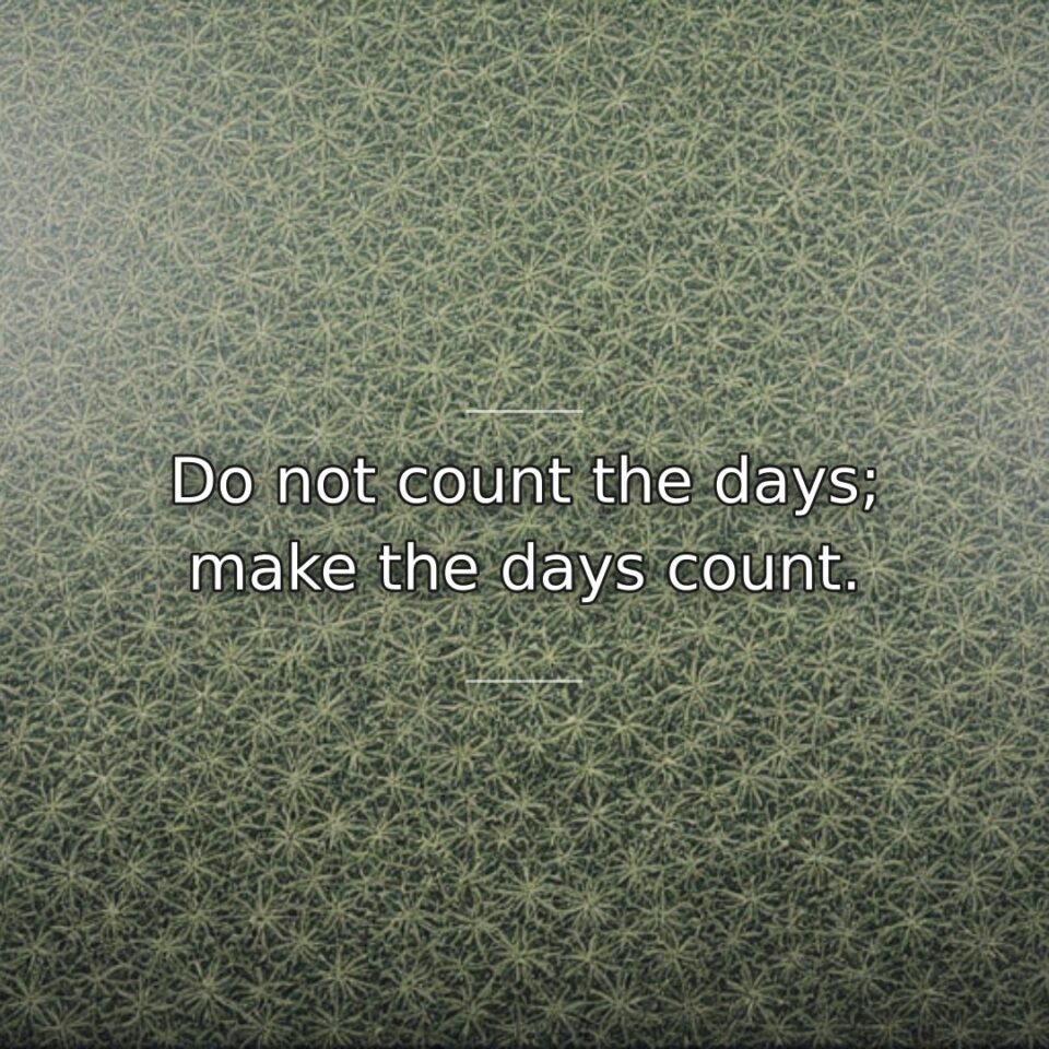 Do not count the days; make the days count.