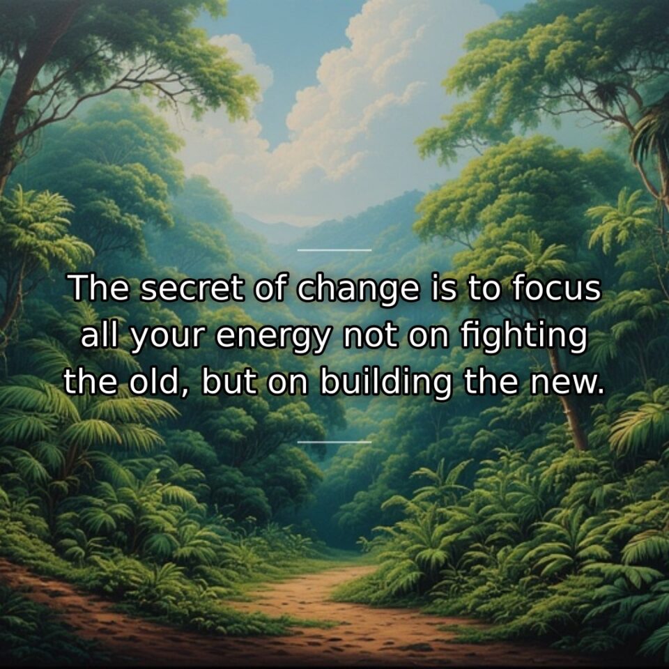 The secret of change is to focus all your energy not on fighting the old, but on building the new.