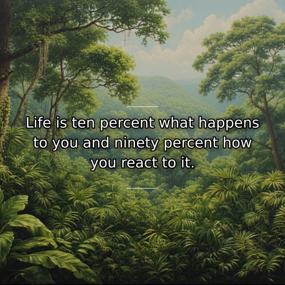 This quote quantifies the relative importance of circumstances versus responses, suggesting that… quote