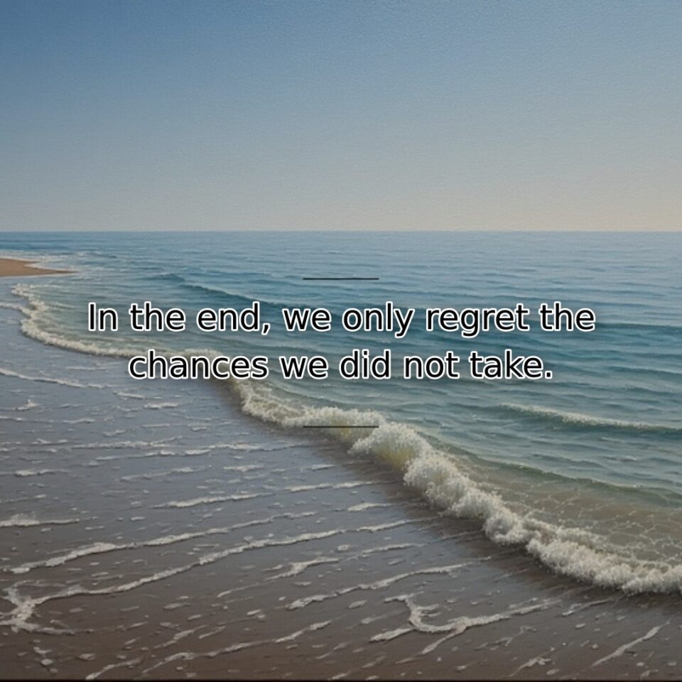 In the end, we only regret the chances we did not take.