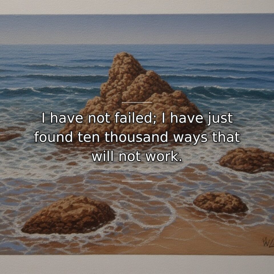 I have not failed; I have just found ten thousand ways that will not work.