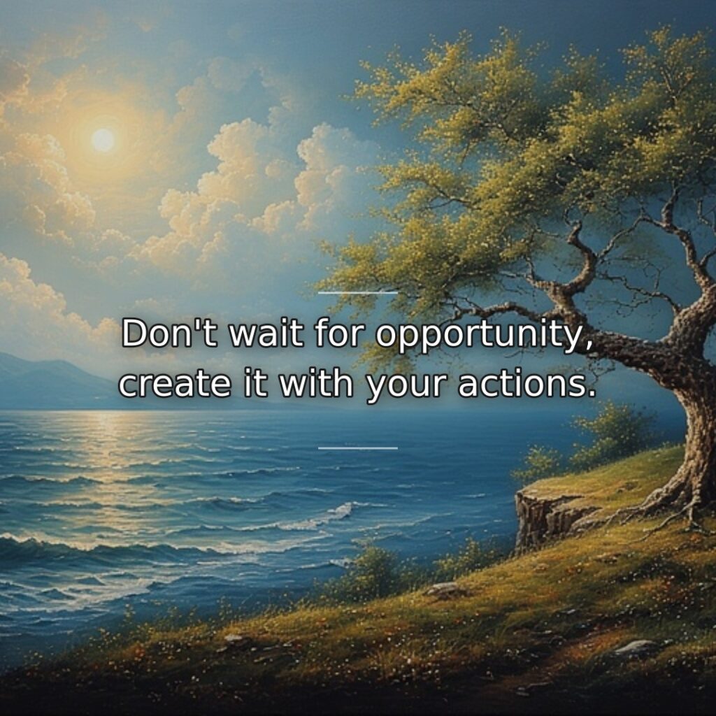 Opportunities result from initiative rather than passive waiting. This quote empowers proactive… quote