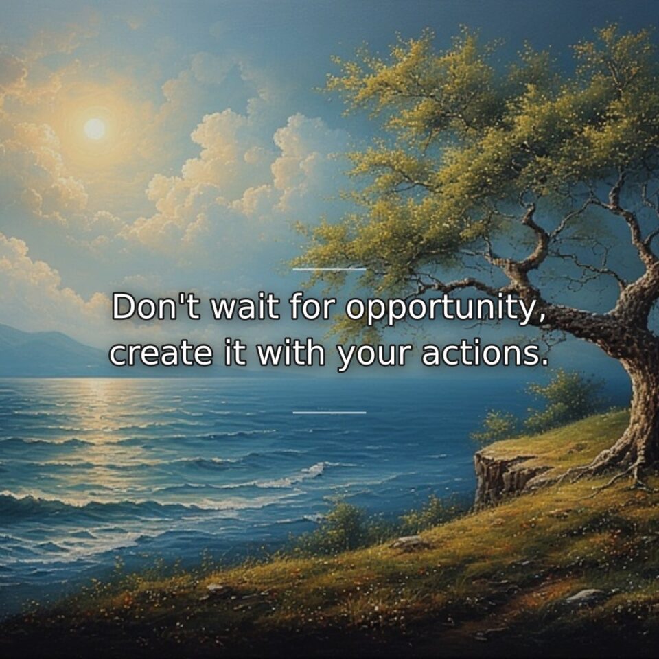 Opportunities result from initiative rather than passive waiting. This quote empowers proactive… quote