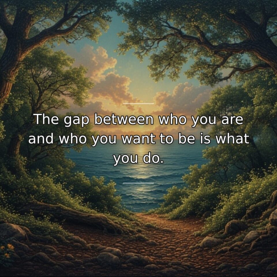 Action bridges the distance between current and desired self. This quote identifies… quote