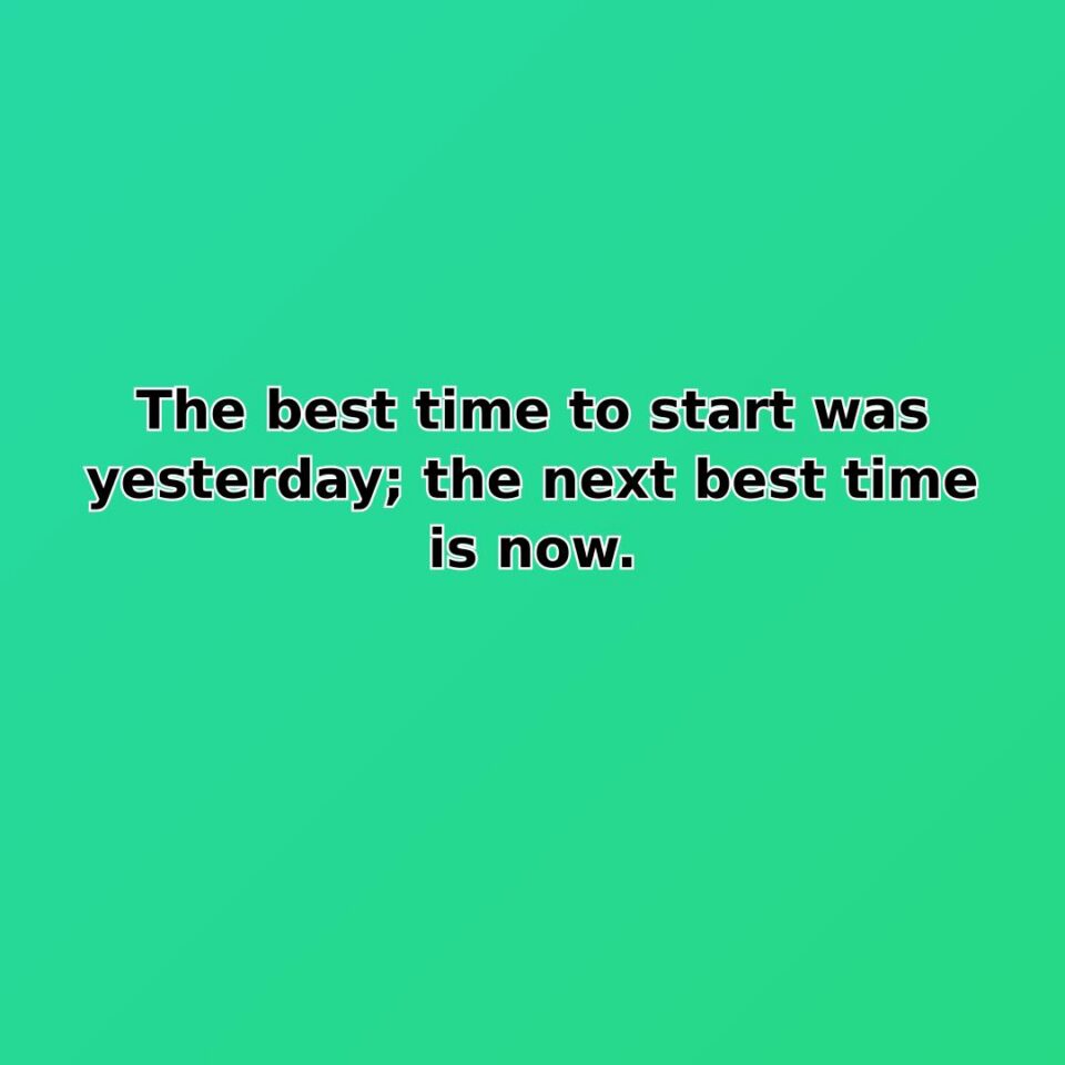 The best time to start was yesterday; the next best time is… quote