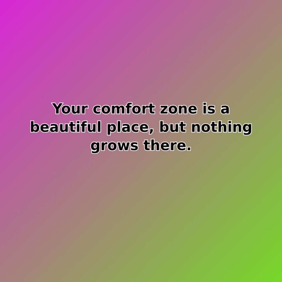 Your comfort zone is a beautiful place, but nothing grows there. quote