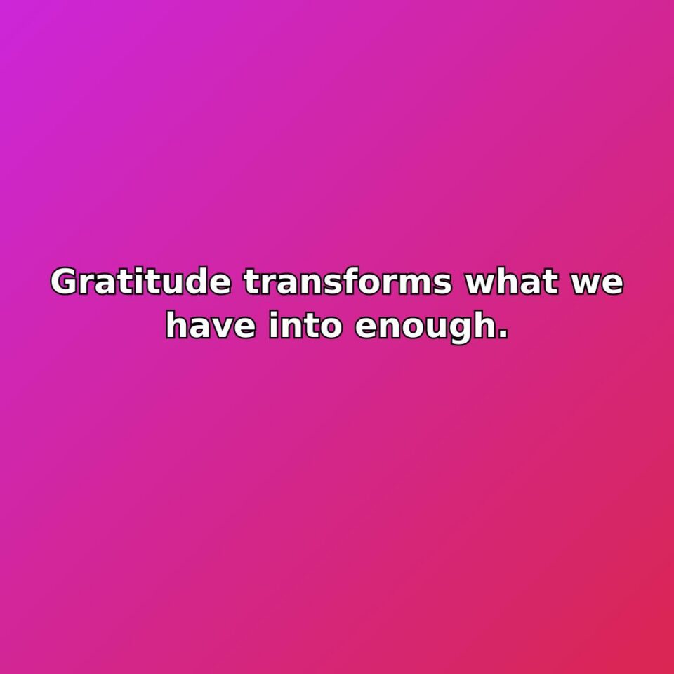 Gratitude transforms what we have into enough. quote