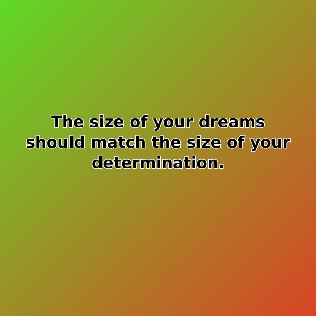 The size of your dreams should match the size of your determination. quote