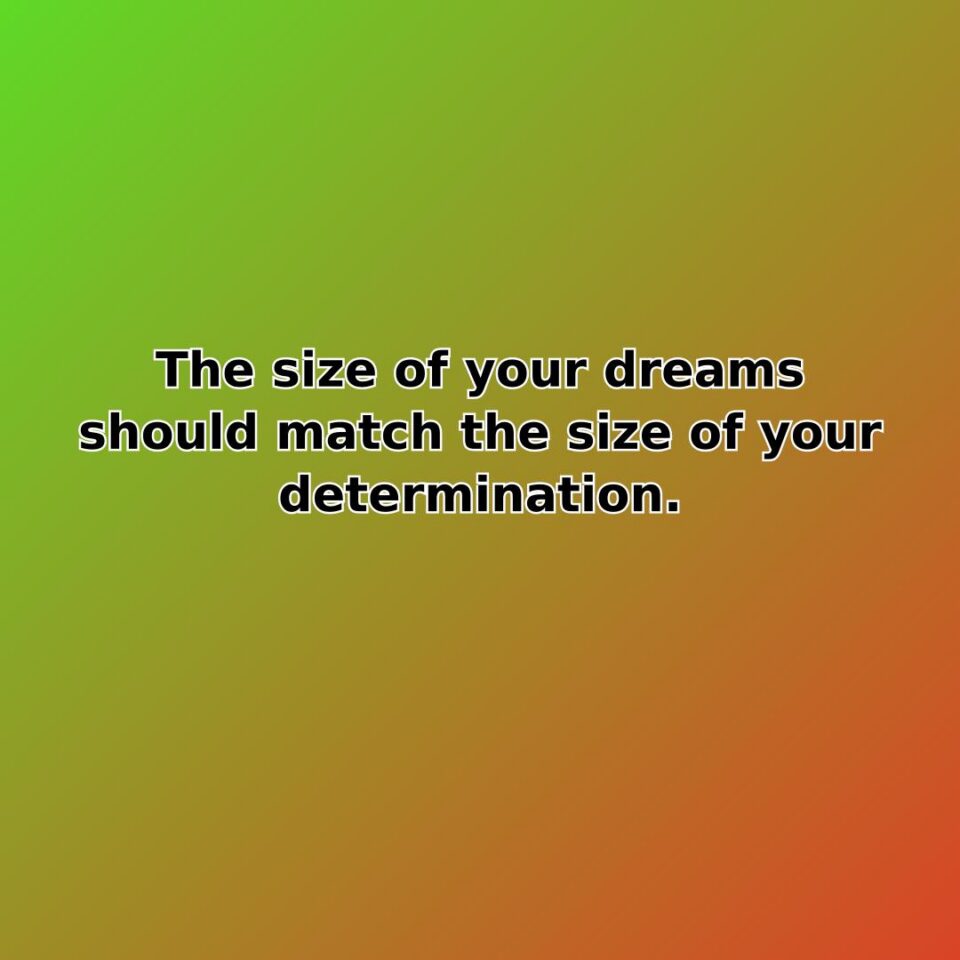 The size of your dreams should match the size of your determination. quote