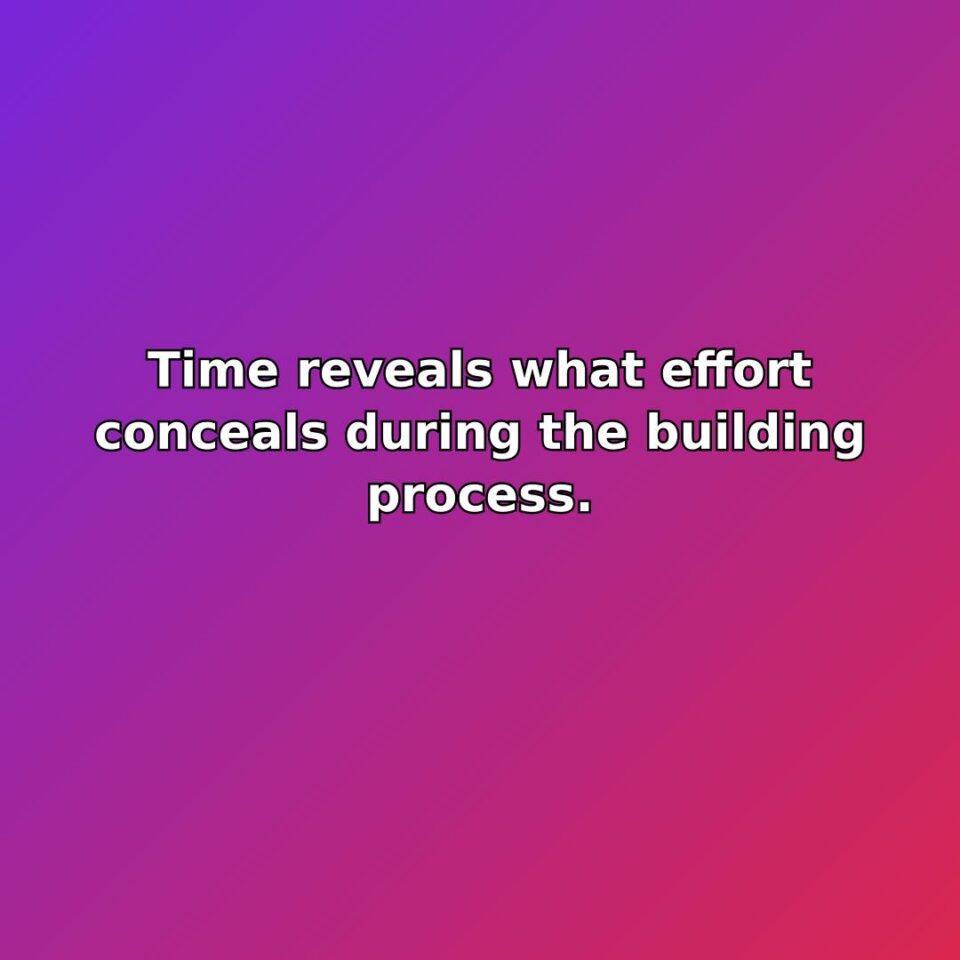 Time reveals what effort conceals during the building process. quote