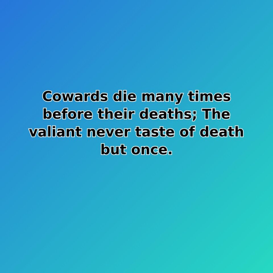 Cowards die many times before their deaths; The valiant never taste of death but once.